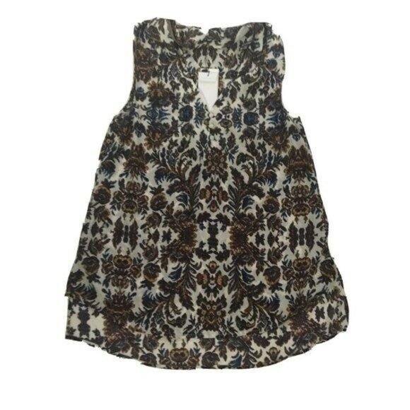 Sanctuary Sleeveless Tapestry Print Blouse, Brown White Small - Picture 2 of 4